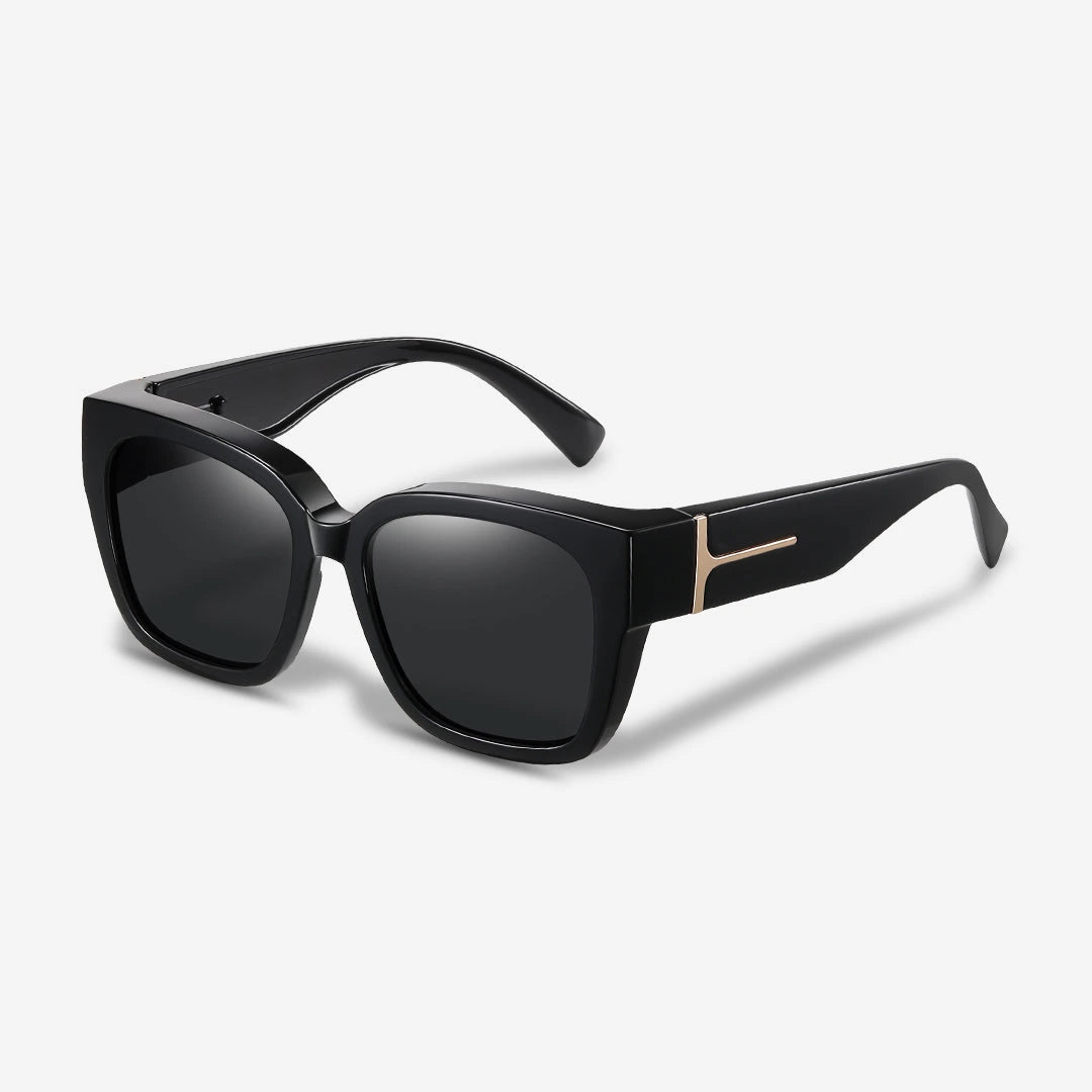 Sur-lunettes polarisées Allure Sunlit, monture noire et verres gris dégradés