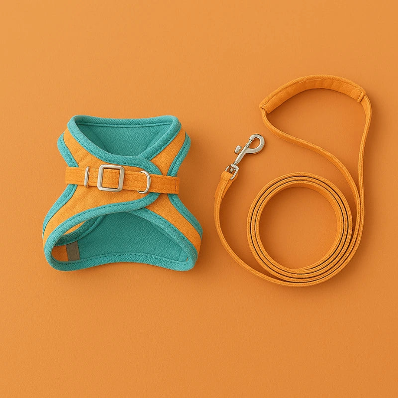 Harnais Harnasûr orange et vert avec laisse