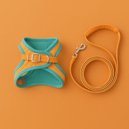 Harnais Harnasûr orange et vert avec laisse