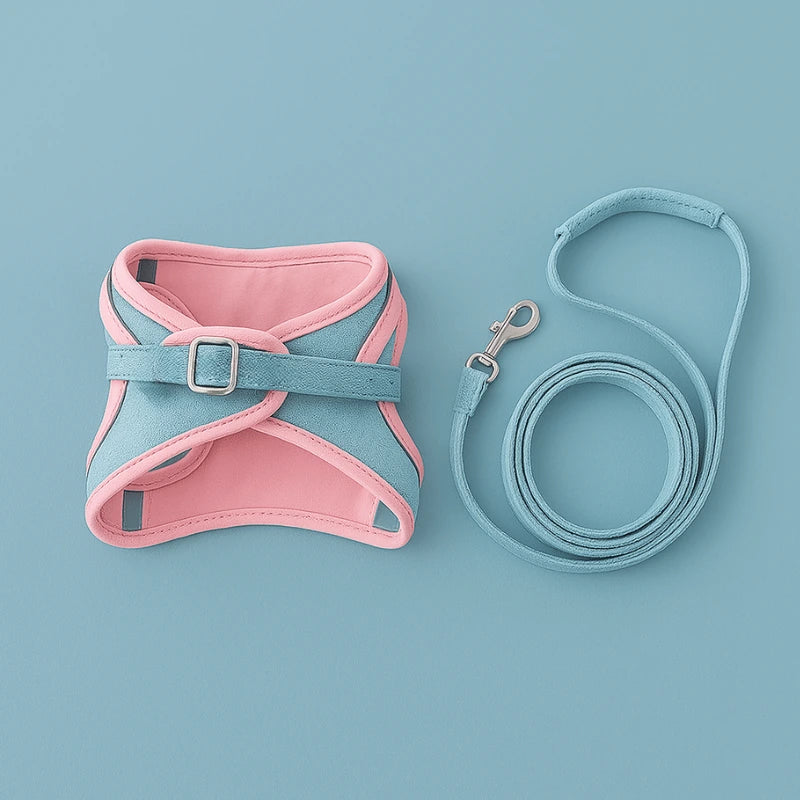 Harnais Harnasûr rose et bleu avec laisse