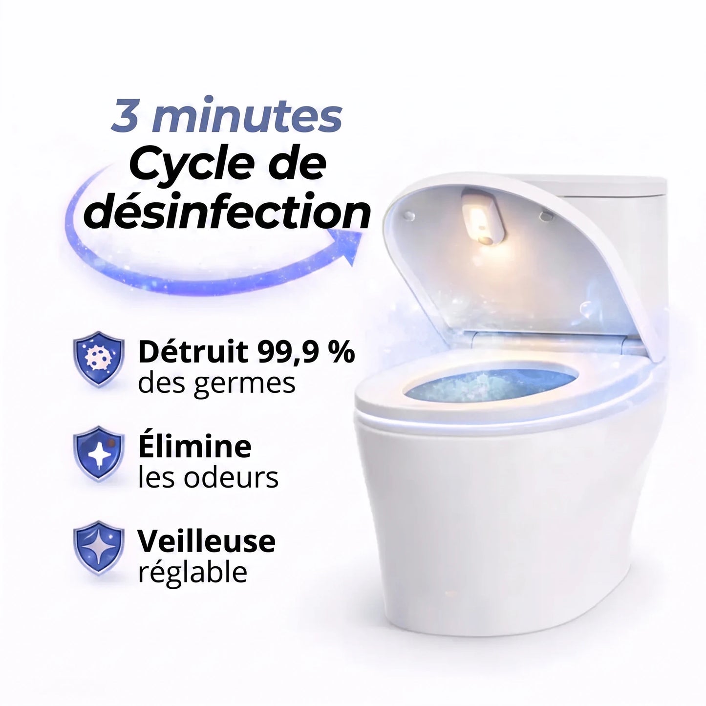 Nettoyeur WC Automatique à UV Zevlo - cycle UV sur la cuvette