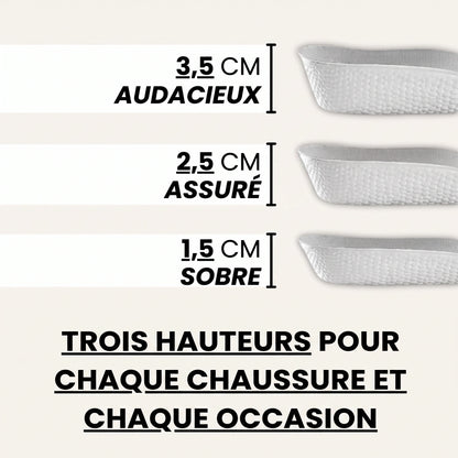 Les trois hauteurs Élévo : 1,5 cm, 2,5 cm et 3,5 cm