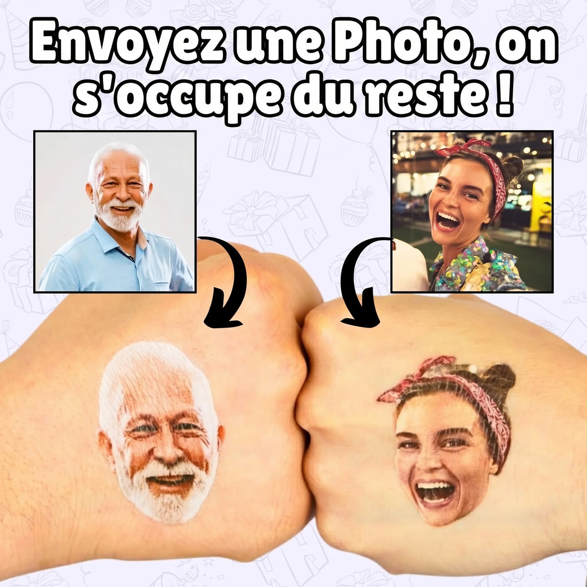 Tatouage Temporaire Visage Personnalisé Zevlo™