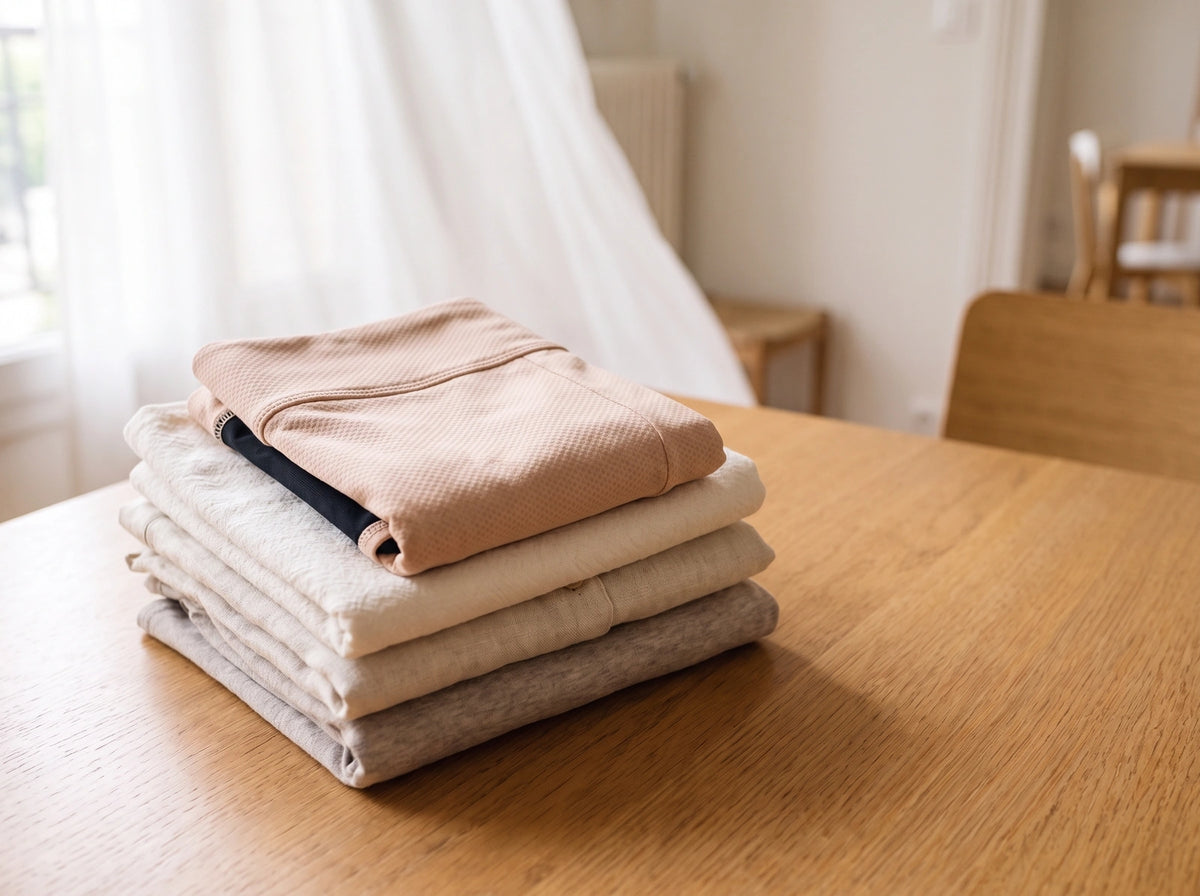 Culotte pliée dans une pile de linge propre