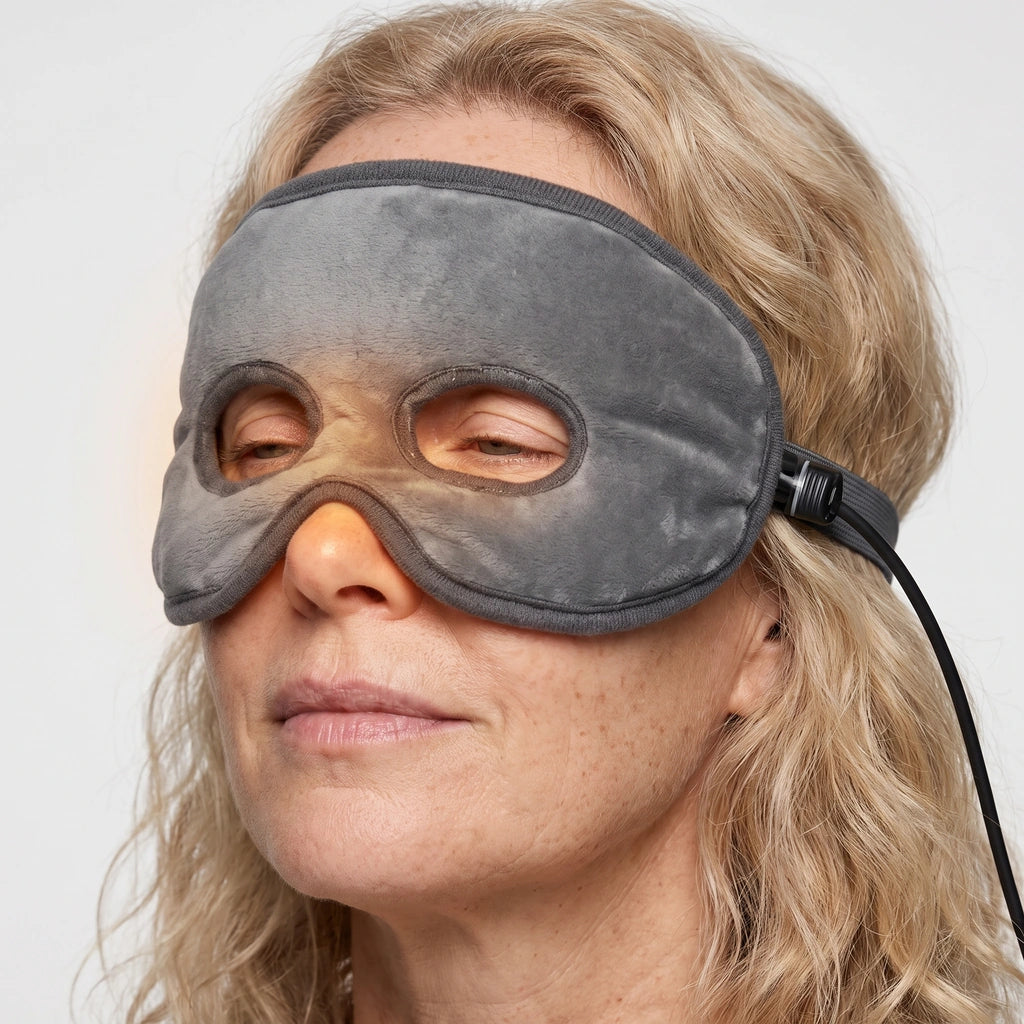 Masque chauffant Zevlo porté, chaleur sur les sinus