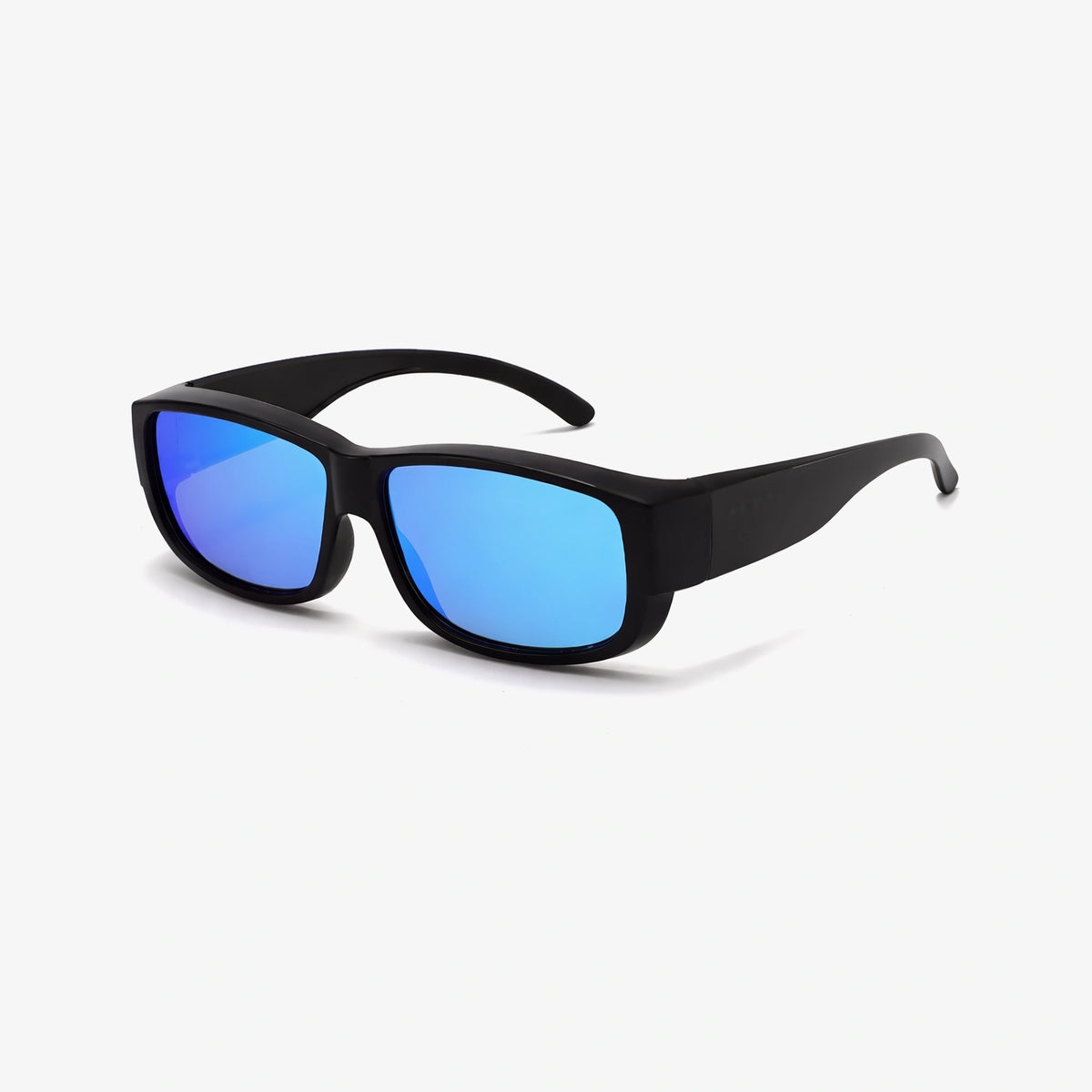 Sur-lunettes polarisées Prime Polar, monture noire mate et verres miroir bleus
