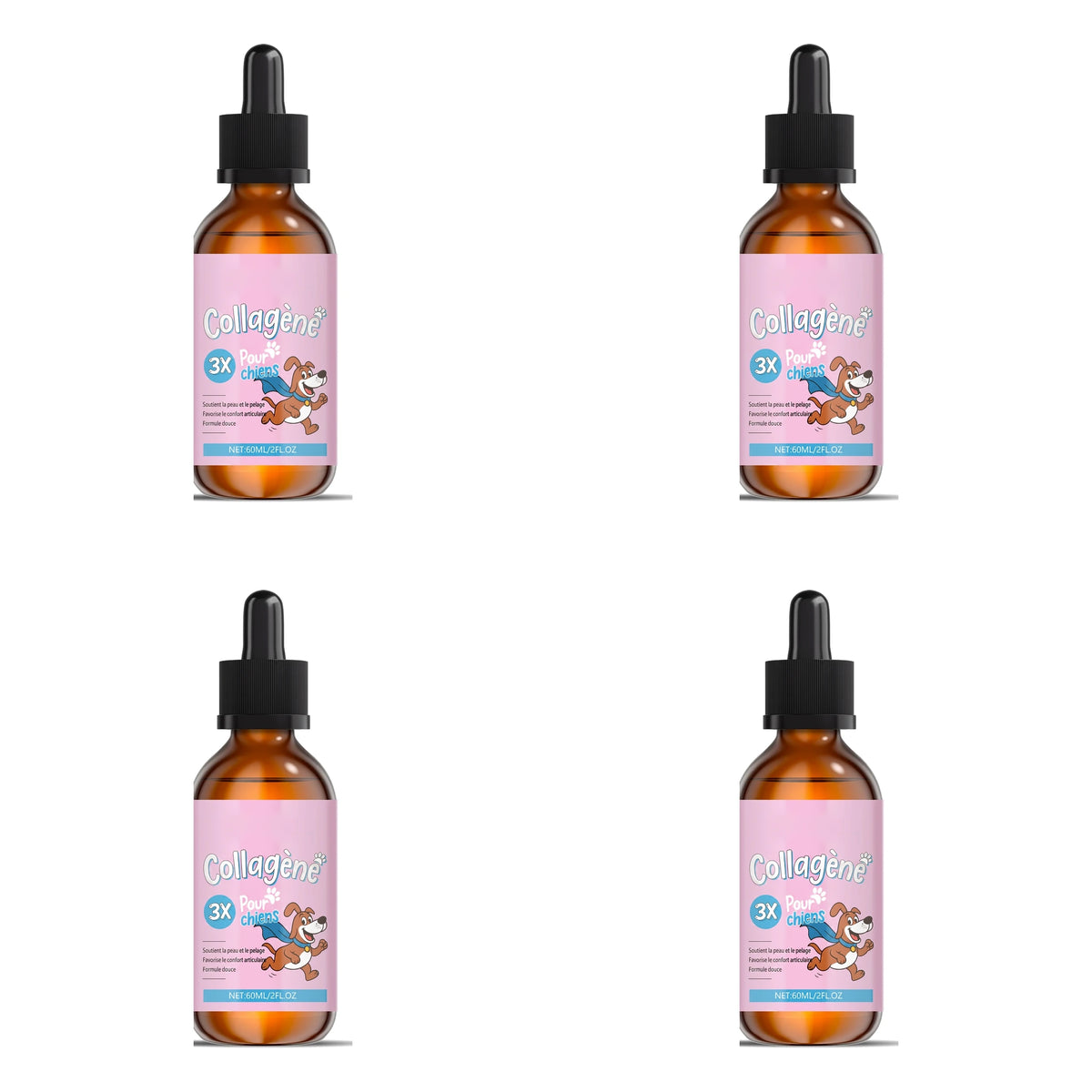 Pack de 4 flacons Zevlo Collagene Liquide Premium 60 ml