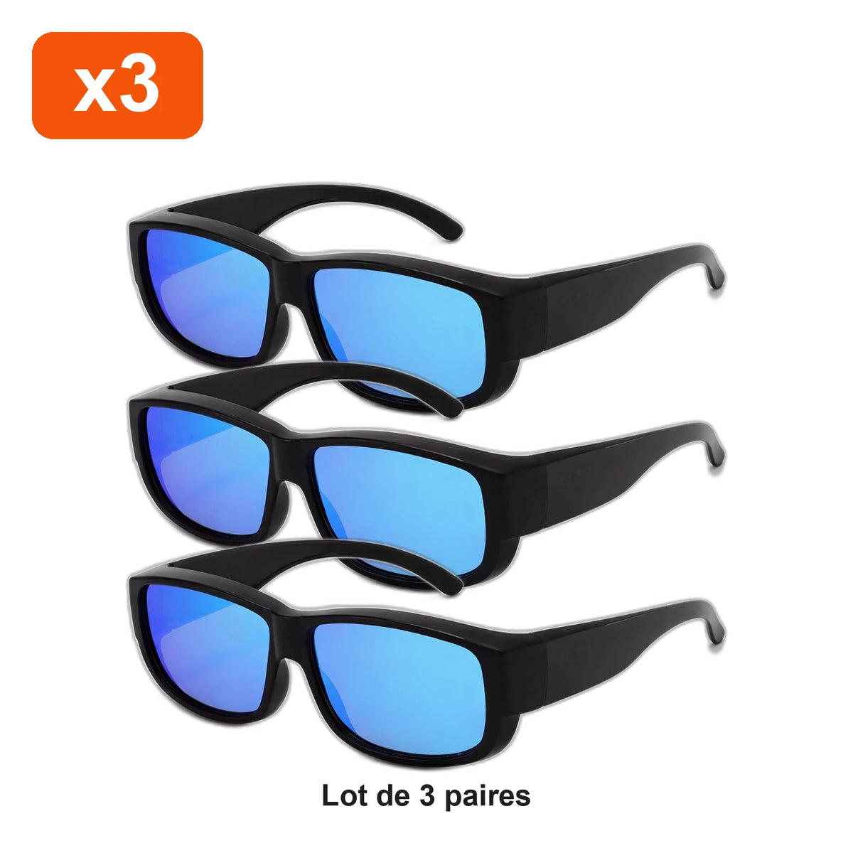 Lot de 3 paires de sur-lunettes polarisées
